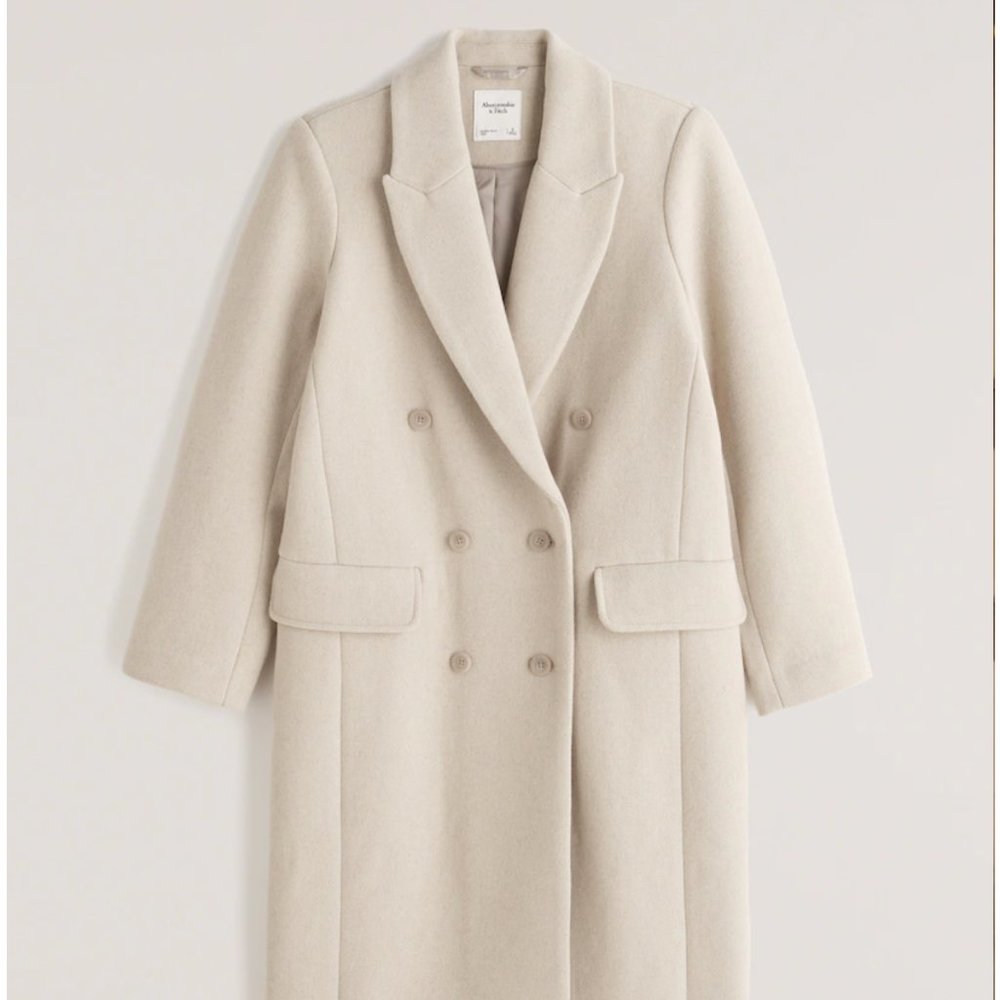 NWT Abercrombie Double-Breasted Wool-Blend Coat XXS